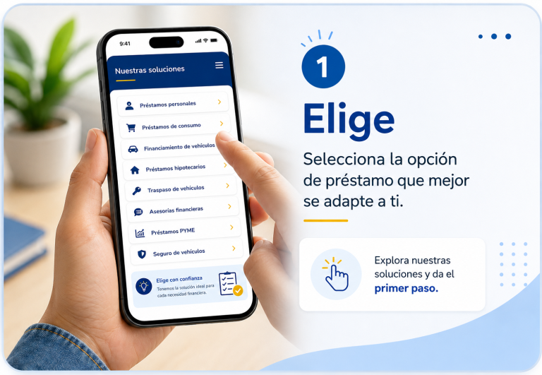 Elige tu solución financiera desde el celular